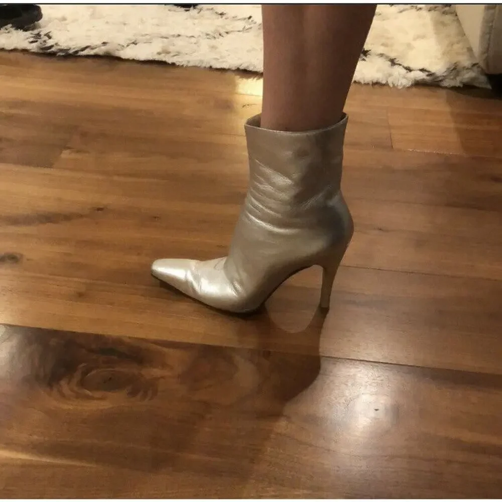 Gina London Leather Ankle Boots Silver UK 5.5 / US 7